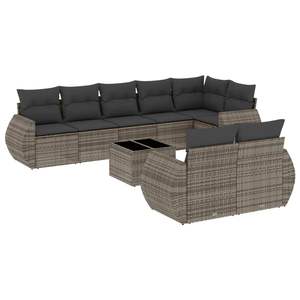 Conjunto de Sofá de Jardín de Ratán PE Gris con Acero con Recubrimiento en Polvo y Vidrio Templado, Muebles de Exterior Premium - Product Image 2