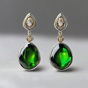 Latest Collection 925 Sterling Silver Drop Earrings <b>Green</b> Onyx and Zirconia Fashionable Gifts - Product Image 4
