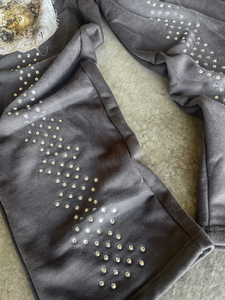 Distressed Custom Printed French Terry Sweatsuit Distressed Sweatpants and Hoodie Sets Vintage Acid Wash Baggy <b>Tracksuit</b> Men - Product Image 4