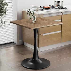 Square Wooden Pedestal <b>Table</b>, Accent Bedside <b>Table</b>, Modern Coffee End <b>Table</b> for Living Room, Bedroom and Balcony (<b>Brown</b>) - Product Image 1
