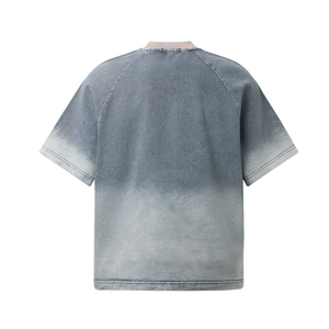 T-shirt en denim pour homme, manches raglan, col rond, uni, formel, longueur normale, tissu tricoté, polyester/coton, écologique, respirant - Product Image 2