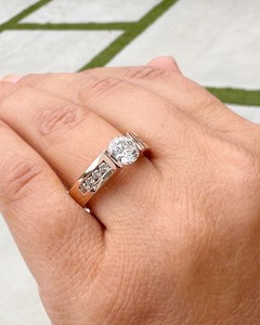 0.50CT Round Cut Diamond Wide Band <b>Ring</b> Solitaire Lab Grown 14K Yellow <b>Gold</b> For Unisex Birthdays Wishes Gift For Mom <b>Dad</b> - Product Image 6