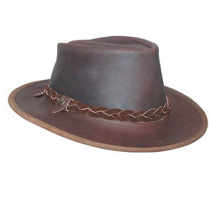 Sombrero de Vaquero de Cuero, Estilo Occidental, para Montar al Aire Libre, Protección Solar, Duradero, Ajustable, Vintage, Hecho a Mano, Aspecto Clásico Campestre - Product Image 1