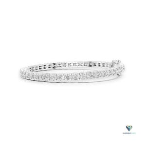 5.17 CT White <b>Gold</b> Round Lab Grown Diamond Tennis Bracelet in 14K <b>Solid</b> <b>Gold</b>, 6.4 Inch Collet Set Classic Bracelet - Product Image 2