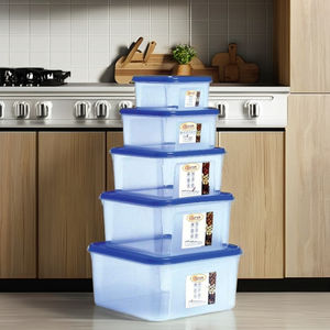 Juego de 5 Recipientes de Plástico para Almacenamiento de Alimentos, Aptos para Uso en el Hogar y la Cocina, Libres de BPA, Herméticos, con Tapas - Product Image 3
