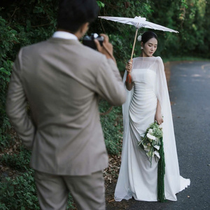 ชุดราตรีหรูหราแบบเมอร์เมด ดีไซน์ลูกไม้ ผ้าลูกไม้แบบวินเทจ ประดับด้วยลูกปัดและดอกไม้  สามารถปรับแต่งได้ตามแบบ OEM  ออกแบบเองได้ - Product Image 2