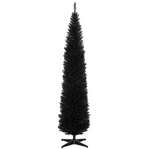 Albero di Natale Sottile con 618 Punte Realistiche, Albero di Natale Artificiale a Matita con Supporto in Plastica, Decorazioni Natalizie Nere - Product Image 1
