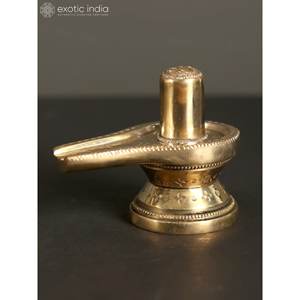 Petite statue de Shiva Lingam en laiton faite à la main de 3 pouces avec sculpture pour la maison, le temple et les cadeaux fabriqués en Inde - Product Image 2