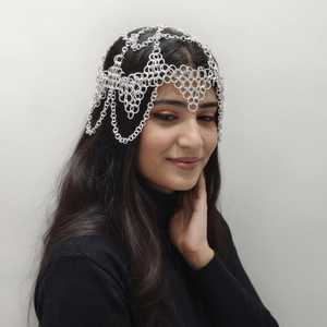 Coiffe en maille d'aluminium : Bijou de cheveux médiéval pour festival Renaissance - Product Image 3