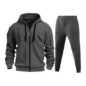 Unisex Winter Fleece Lined Breathable Cotton Sporty Tracksuit Set Full <b>Zip</b> <b>Hooded</b> Joggers Sweatpants Pockets Jogging Warm - Product Image 3