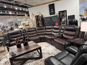 Modern Leather Sectional L-Shape <b>Sofa</b> <b>Set</b> for Living Room with Tufted Back and Recliner Features - Product Image 1