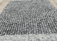 Handgewebter Woll-Flachwebteppich mit Niedrigem/Hohem Flor |   Moderner Abstrakter Grauer Strukturierter Teppich |   Umweltfreundliches Handgemachtes PET