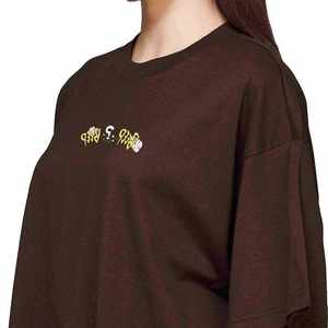 Camiseta Corta para Mujer, Color Marrón, Corte Regular, Casual, Primavera, Ecológica, Suave, Transpirable, a la Moda - Product Image 4