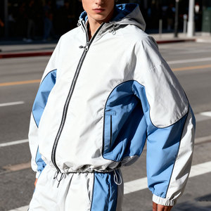 Conjunto Deportivo para Hombre, Chaqueta Cortavientos Ligera de Nailon con Cremallera y Pantalones Deportivos, con Detalles Reflectantes - Product Image 4