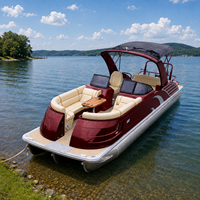 Bateau ponton familial Kinocean de 27 pieds avec auvent Bimini, moteur hors-bord, pour loisirs sur le lac, pêche, croisière, bateau ponton