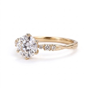 Anillo de compromiso de oro de 18 quilates con media eternidad, color E, VVS2, 2.08 quilates, HPHT, con diamante cultivado en laboratorio, anillo de boda trenzado tipo cuerda. - Product Image 3
