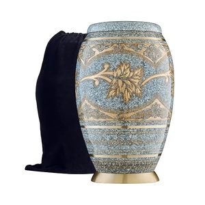 Classical Ceramic Teardrop <b>Urn</b> With Gold Leaf Design For Dogs - Product Image 5