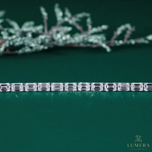 Premium Emerald Cut LAB GROWN DIAMOND 9K 10K 14K 18K <b>WHITE</b> GOLD Tennis <b>Bracelet</b> for Women Wedding Jewelry - Product Image 2