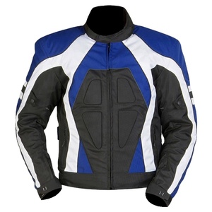 Blouson de moto pour homme à manches longues, coupe-vent, color-block, noir, bleu, blanc, toutes saisons - Product Image 5