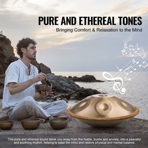 Handpan in Re minore da 22 pollici con 9 note 440Hz, supporto per handpan, borsa per il trasporto, bacchette, strumento musicale per tutte le età - Product Image 3
