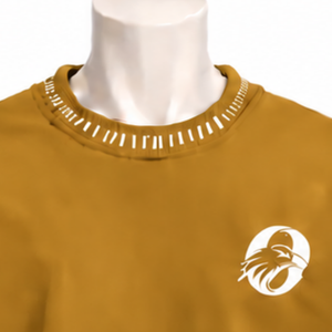 Sweat-shirt à col rond pour homme, jaune moutarde, avec bordure cousue, effet usé, coupe ample, manches longues, pull décontracté, streetwear, haut tendance - Product Image 3