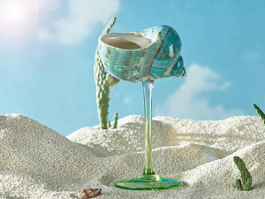 Verre à vin artisanal en coquille de conque nordique, coupe à champagne en coquillage naturel, vaisselle de bar de luxe côtier, cadeau unique pour elle - Violet - Product Image 4