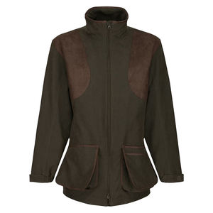 Wholesale Women's Brown Soft Shell <b>Jacket</b> Full Sleeve Windproof Autumn Outdoor Wear Solid Color Patchwork Design - Product Image 1