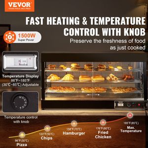 Scaldavivande Commerciale a 3 Livelli 1500W con Ripiani Regolabili e Temperatura 86-185°F per Mantenimento e Riscaldamento Alimenti - Product Image 2