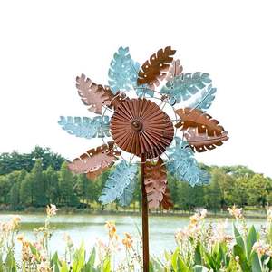 Arte para Jardín y Patio, Molinillo de Viento Cinético Grande con Hojas Metálicas - Product Image 1