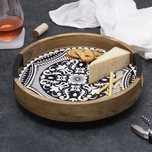 Bandeja rectangular de madera MDF con estampado de animales y plantas de estilo moderno, hecha a mano por blossom craft india. - Product Image 4