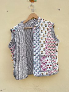 Veste d'hiver et d'automne en coton 100% indien fait main, écologique, matelassée, anti-rides, respirante, séchage rapide, imprimée numériquement - Product Image 2