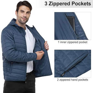 Veste matelassée à capuche pour homme personnalisée, légère et isolante, avec rétention de chaleur de haute technologie, vente en gros OEM - Product Image 3
