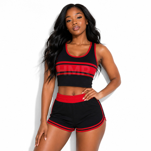Ensemble de vêtements de sport décontractés HMR Sorority Sisterhood, hauts courts et shorts respirants avec poche cachée - Product Image 1