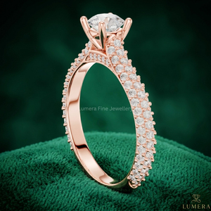 Anillo de Moissanita de Corte Redondo en Oro Rosa de 9K, 10K, 14K y 18K, Certificado IGI, con Micropavé, para Compromiso o Boda, para Mujer - Product Image 4