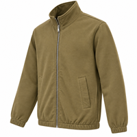 Veste en molleton unisexe unie vert olive, coupe ample, avec fermeture éclair et col montant, vêtement d'extérieur décontracté pour l'automne et l'hiver