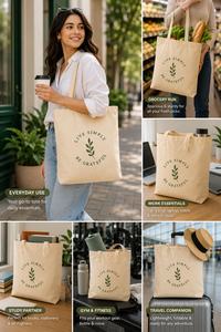 Bolsa de Lona de Viaje Amani Live Simply Be Grateful, 35 cm x 38 cm, Bolsa de Compras Duradera y Ecológica - Product Image 3