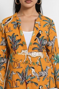 Chaqueta Acolchada de Invierno 2026, Tejida con Estampado de Flores, Ligera, de Algodón, Manga Larga, Suave, Transpirable y Ecológica para Mujer - Product Image 3