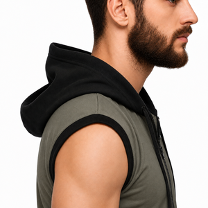 Men Sleeveless Gym Hoodie Full <b>Zip</b> <b>Hooded</b> Workout Vest OEM Lightweight Breathable Quick Dry Fitness Training 100% Cotton Slim - Product Image 2