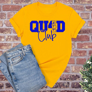 เสื้อยืด SGRHO Quad Club สีเหลือง เสื้อยืดสตรีแขนสั้นลำลองลายตัวอักษรกรีก เสื้อซิกมาแกมม่าโร เสื้อผ้าวิทยาลัย Custo - Product Image 1