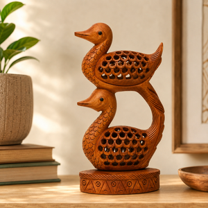 Figura Decorativa de Pato Doble en Malla de Madera, Hecha a Mano, Tradicional, para Decoración del Hogar - Product Image 6