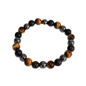 Crystal Gemstone Beaded Fashion Jewelry Triple Protection Crystals Bracelet Negative Energy Protection Energy Shield Bracelet