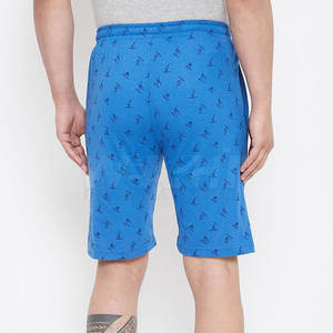 Shorts de plage pour hommes en toile à séchage rapide, imprimé floral tropical bleu, avec cordon de serrage à la taille et poches, style décontracté Bermuda - Product Image 2