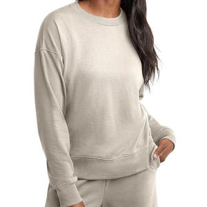 Sweat-shirt en molleton confortable pour femme, coupe ample, col rond, manches longues, décontracté, chaud, streetwear - Product Image 6