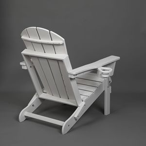 Sedia Adirondack Pieghevole con Doppio Portabicchieri in Materiale Composito Bianco Effetto Legno per Uso Esterno - Product Image 5