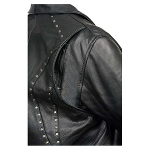 Samroz แจ็คเก็ตขี่มอเตอร์ไซค์หนังสีดำ, เสื้อกีฬาสำหรับผู้หญิง - Product Image 4