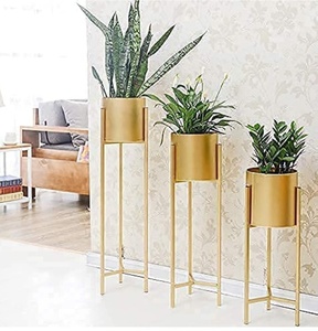 Soporte moderno de metal dorado para suelo de flores y maceta para plantas, Juego de 3 soportes altos para interiores con maceta para sala de estar y dormitorio - Product Image 2