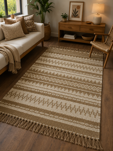 Handwoven Natural Jute Sindhi <b>Rug</b> Flat Weave Area <b>Rug</b> Eco Friendly <b>Boho</b> Carpet Custom Size Home Decor - Product Image 1