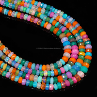 Perles Rondelles Facettées en Opale Éthiopienne Disco de Haute Qualité pour la Fabrication de Bijoux, 16 pouces, Opale de Feu Welo Multicolore 4-5mm, Perles en Gros