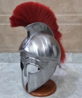 Casque de Centurion Romain Médiéval avec Crête en Crin Rouge, Casque Grec Spartan en Acier Fait Main pour Reconstitutions Historiques et Costumes d'Halloween