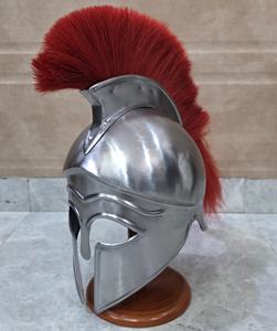 Casco de Centurión Romano Medieval con Cresta de Crin Roja, Casco Espartano Griego de Acero Hecho a Mano para Disfraces de Halloween y Reenactment - Product Image 1